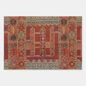 オレンジのオリエンタルラグデザイン ラッピングペーパーシート (正面3)