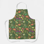 オレンジのカボチャとグリーン・ハーベスト・シンフォニー エプロン (正面)