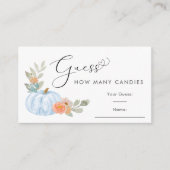 オレンジのカボチャの推測ゲーム いくつお菓子が入っているかな 男の子のシャワーゲーム エンクロージャーカード (正面)