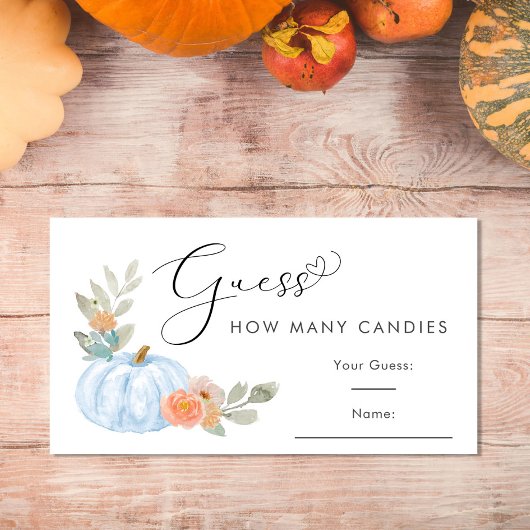 オレンジのカボチャの推測ゲーム いくつお菓子が入っているかな 男の子のシャワーゲーム エンクロージャーカード