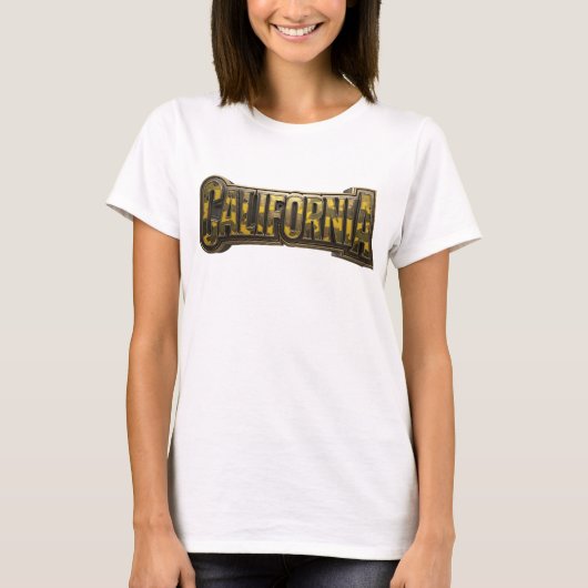 オレンジのカリフォルニア文字デザイン Tシャツ (正面)