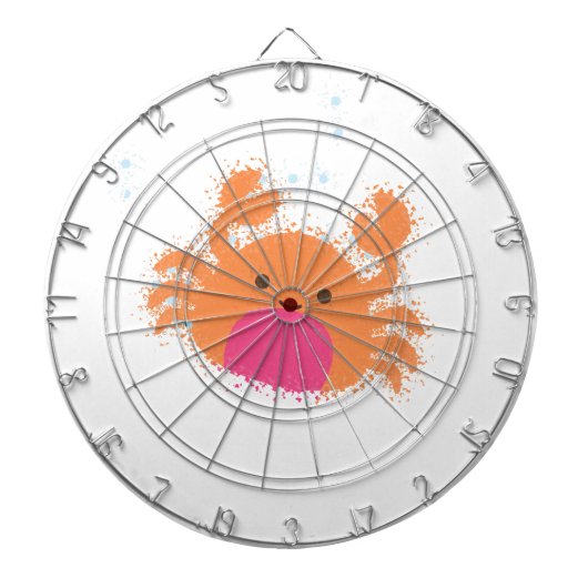 オレンジのカートゥーンカニ ダーツボード (正面)