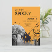 オレンジのキッズ向け Let's Get Spooky 13歳の誕生日パーティー 招待状 (スタンド正面)