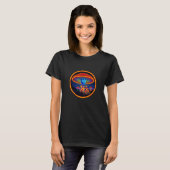 オレンジのキノコ帽子をかぶったダークレディのファンタジーイラスト Tシャツ (正面フル)