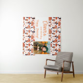 オレンジのキノコ模様の秋の写真 誕生日 タペストリー (インサイチュ(横))