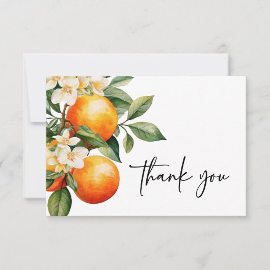 オレンジのキュートな感謝カード クレメンティン サンキューカード (正面)