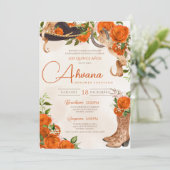 オレンジのキンセアニエラ ローズ ヴィンテージ チャロ ウエスタン 招待状 (スタンド正面)