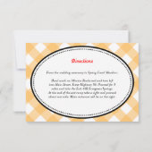 オレンジのギンガムカントリー風の素朴な披露宴用封入カード 招待状 (裏面)