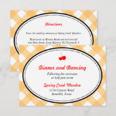 オレンジのギンガムカントリー風の素朴な披露宴用封入カード 招待状 (正面/裏面)