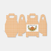 オレンジのギンガムチェックのカボチャとヒマワリの感謝 フェイバーボックス (折り畳みなし)