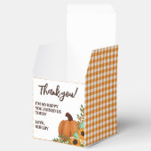オレンジのギンガム模様の かぼちゃとひまわり 感謝 フェイバーボックス (オープン)