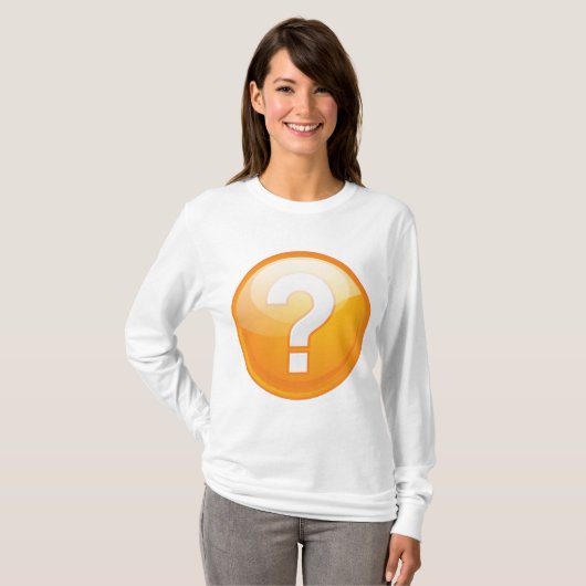 オレンジのクエスチョンマーク 太字 モダンシンボル Tシャツ (正面フル)