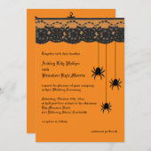 オレンジのクモとレースのウェディング招待状 招待状 (正面/裏面)