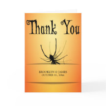 オレンジのクモのハロウィン感謝カード