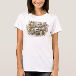 オレンジのクリーンなHAPPY+BIRTHDAY+6THのシャツデザイン Tシャツ
