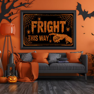 オレンジのグリッターFright This Way Spider ポスター