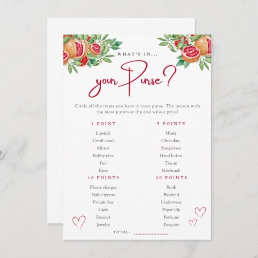 オレンジのグリーン | 財布の中身は何？シャワーパーティゲーム エンクロージャーカード (正面/裏面)