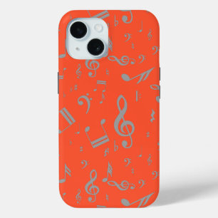 オレンジのグレーの楽譜 iPhone 15ケース