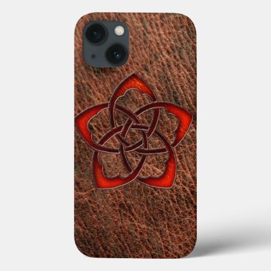 オレンジのケルト結び目模様の花の本革 Case-Mate iPhoneケース (裏面)