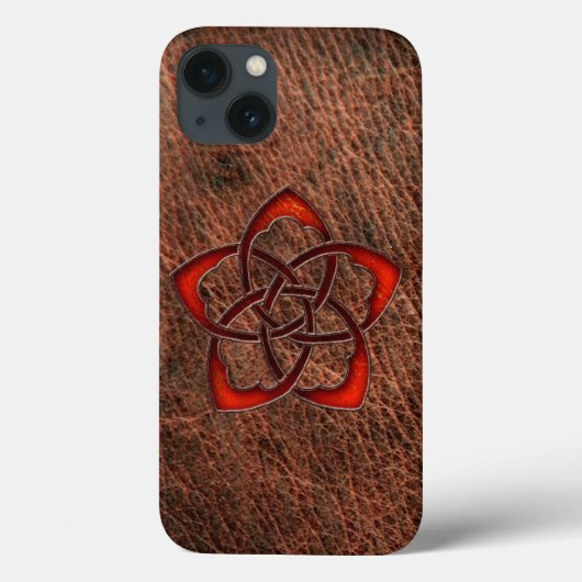 オレンジのケルト結び目模様の花の本革 Case-Mate iPhoneケース (裏面)