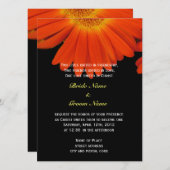 オレンジのゲルバダイジー花のキリスト教式結婚式 招待状 (正面/裏面)