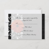 オレンジのゲルバダイジー ブラックとホワイトのスクロール 出欠カード (裏面)