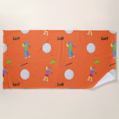 オレンジのゴルフパターン ビーチタオル (正面)