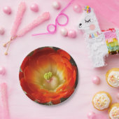 オレンジのサボテンの花の紙皿 ペーパープレート (パーティー)