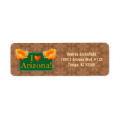 オレンジのサボテン、私のハートアリゾナ、タンの部族パターン ラベル (正面)