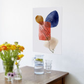 オレンジのシェイプ手描き水彩抽象芸術アート1 箔ポスター (レイダウン (キッチン))