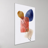 オレンジのシェイプ手描き水彩抽象芸術アート1 箔ポスター (レイダウン)