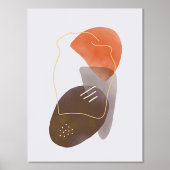 オレンジのシェイプ手描き水彩抽象芸術第2弾 箔ポスター (正面)