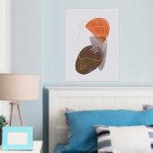 オレンジのシェイプ手描き水彩抽象芸術第2弾 箔ポスター (インサイチュ (寝室))
