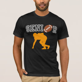 オレンジのシルエットのシニアフットボール選手 Tシャツ