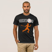 オレンジのシルエットのシニア野球選手 Tシャツ (正面フル)