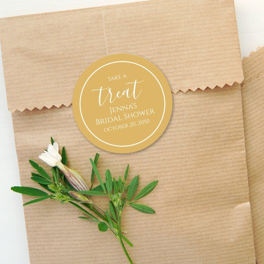 オレンジのシンプルなウェディングシャワーのカリグラフィー水彩 ラウンドシール