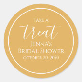 オレンジのシンプルなウェディングシャワー カリグラフィー 水彩 ラウンドシール (正面)