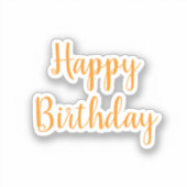 オレンジのシンプルなバースデーグッズ お誕生日おめでとう シール (正面)