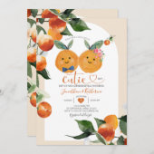 オレンジのジェンダー発表パーティー　かわいい赤ちゃんはどんな子？ 招待状 (正面/裏面)