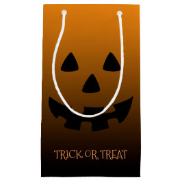 オレンジのジャッキのoのランタンの顔 スモールペーパーバッグ