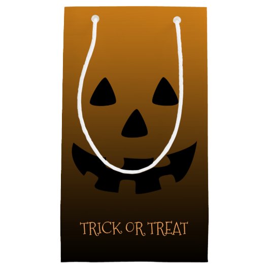 オレンジのジャッキのoのランタンの顔 スモールペーパーバッグ (正面)