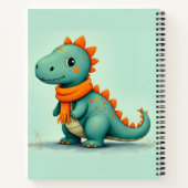 オレンジのスカーフを巻いたかわいい恐竜 ノートブック (裏面)