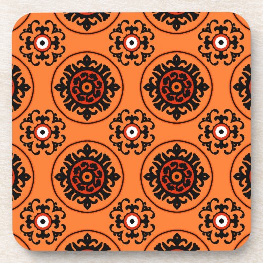 オレンジのスザニ模様 コースター (正面)
