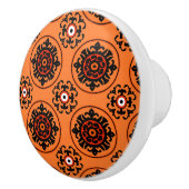 オレンジのスザニ模様 セラミックノブ (右)