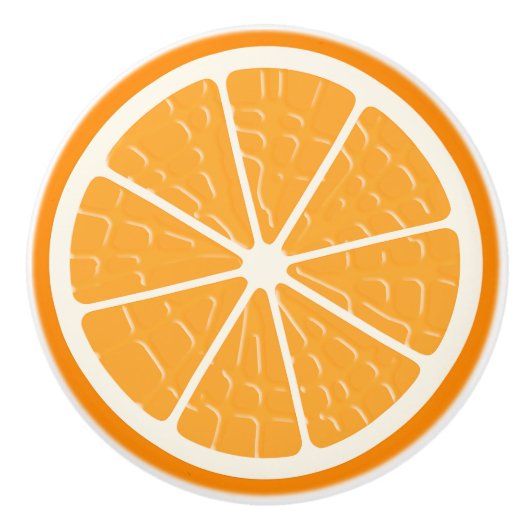 オレンジのスタイル化したフルーツスライス セラミックノブ (正面)