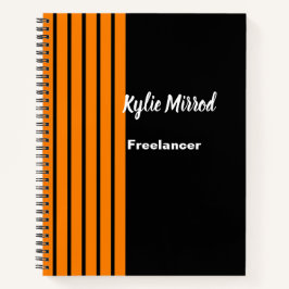 オレンジのストライプが黒を走る ノートブック