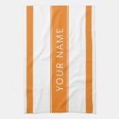 オレンジのストライプとあなたの名前のキッチンタオル キッチンタオル (縦)