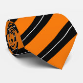 オレンジのストライプ + 白い細い縦縞 ネクタイ (ロール)