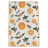 オレンジのスライスとパインクリスマスパーソナライズされた ミディアムペーパーバッグ (裏面)