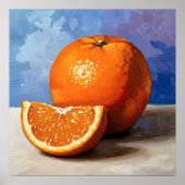 オレンジのスライス - 絵画的なスタイルの静物アート ポスター (正面)